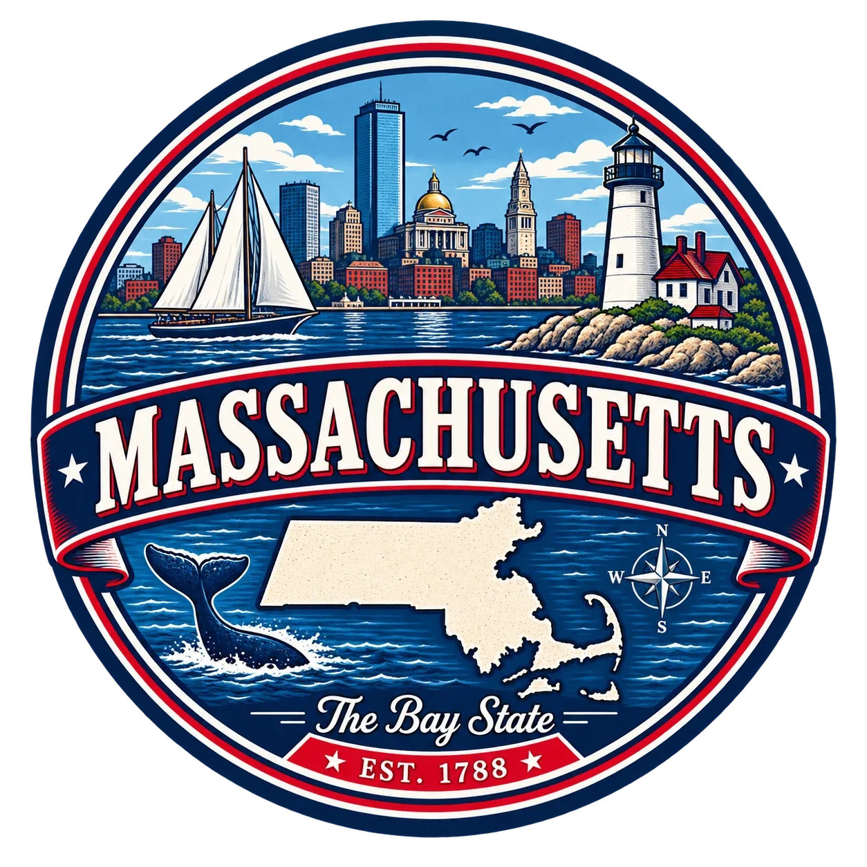State Inspired T-Shirts - Massachusetts