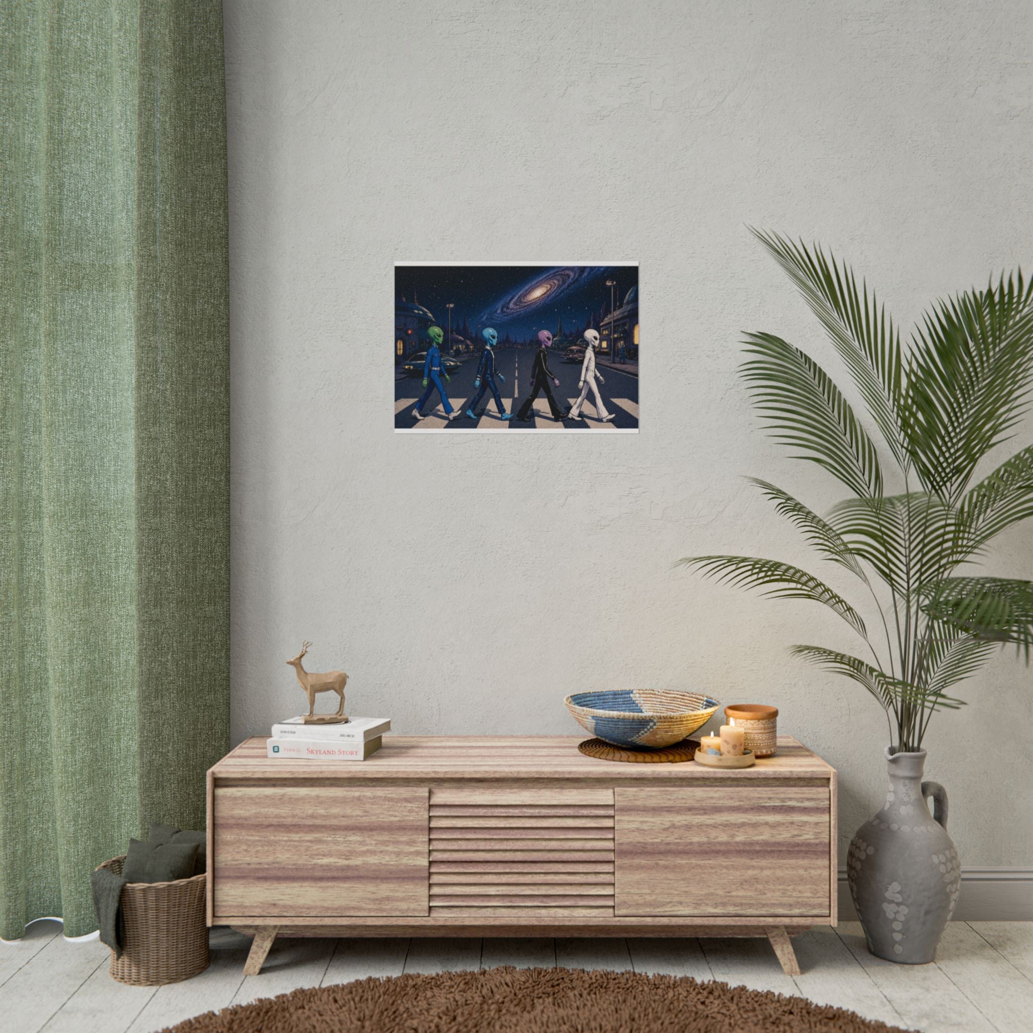 Galactic Road Poster – Retro Spacewalk Rolled Art Print