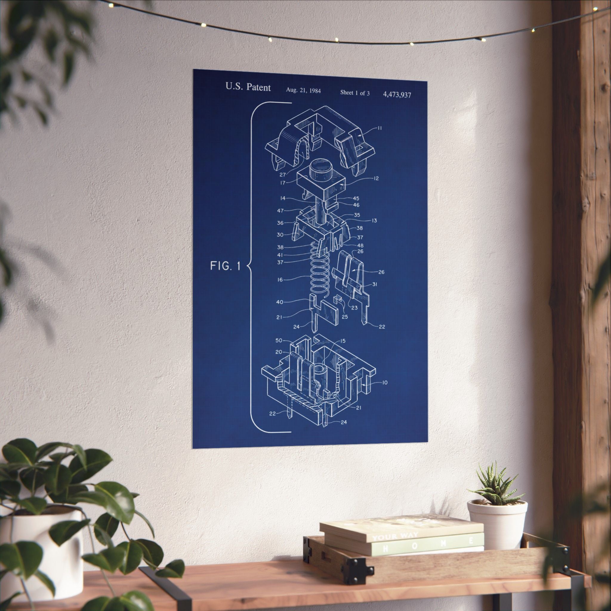 Mechanical Keyboard Switch Blueprint Poster – Vintage Patent Wall Art