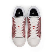 Pocket Aces Men's Low-Top Leather Sneakers (Red/White)