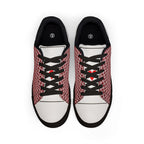 Pocket Aces Men's Low-Top Leather Sneakers (Red/Black)
