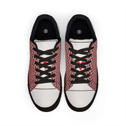 Pocket Aces Men's Low-Top Leather Sneakers (Red/Black)