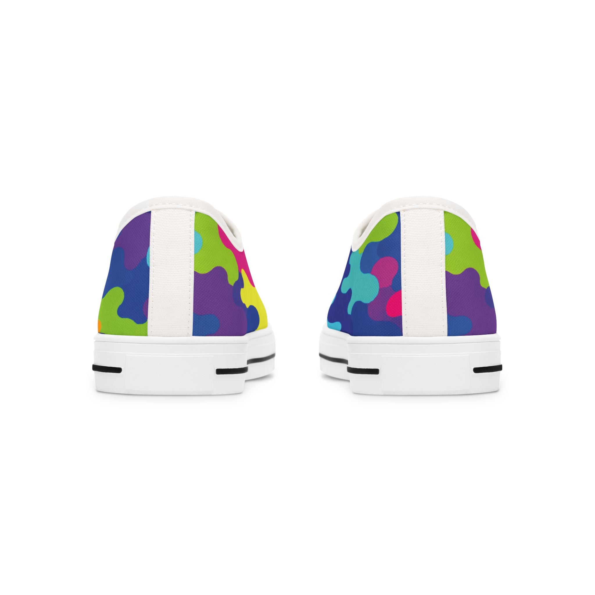 Colorful Rainbow Camouflage Women's Low Top Sneakers — Vibrant Casual Canvas Shoes