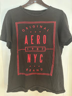 Vintage Aeropostale AERO NYC 1987 Black Graphic T-Shirt – Red Logo Tee