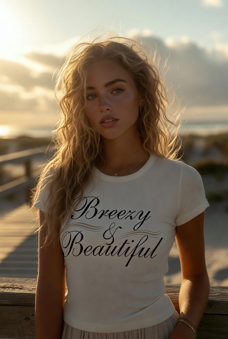 Breezy & Beautiful Women’s Coastal Style Cropped T-Shirt