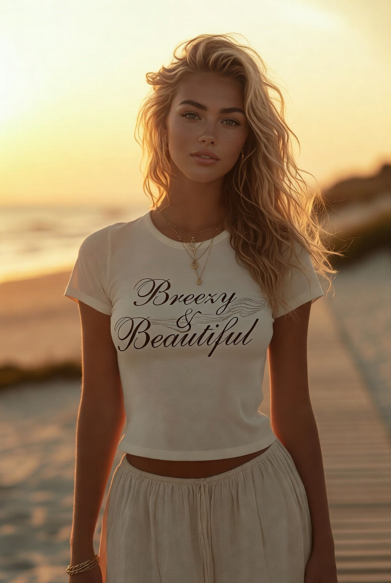 Breezy & Beautiful Women’s Coastal Style Cropped T-Shirt