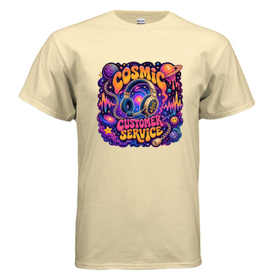Cosmic Customer Service Psychedelic Graphic T-Shirt