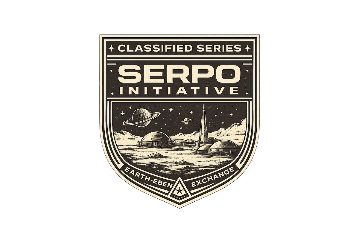 Logo of the Serpo Initiative with space-themed design on a white background